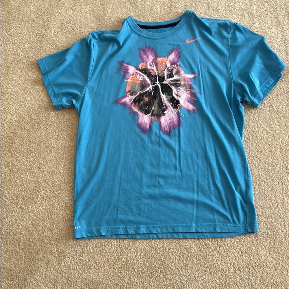 Nike Blue and Orange Short Sleeve Tee